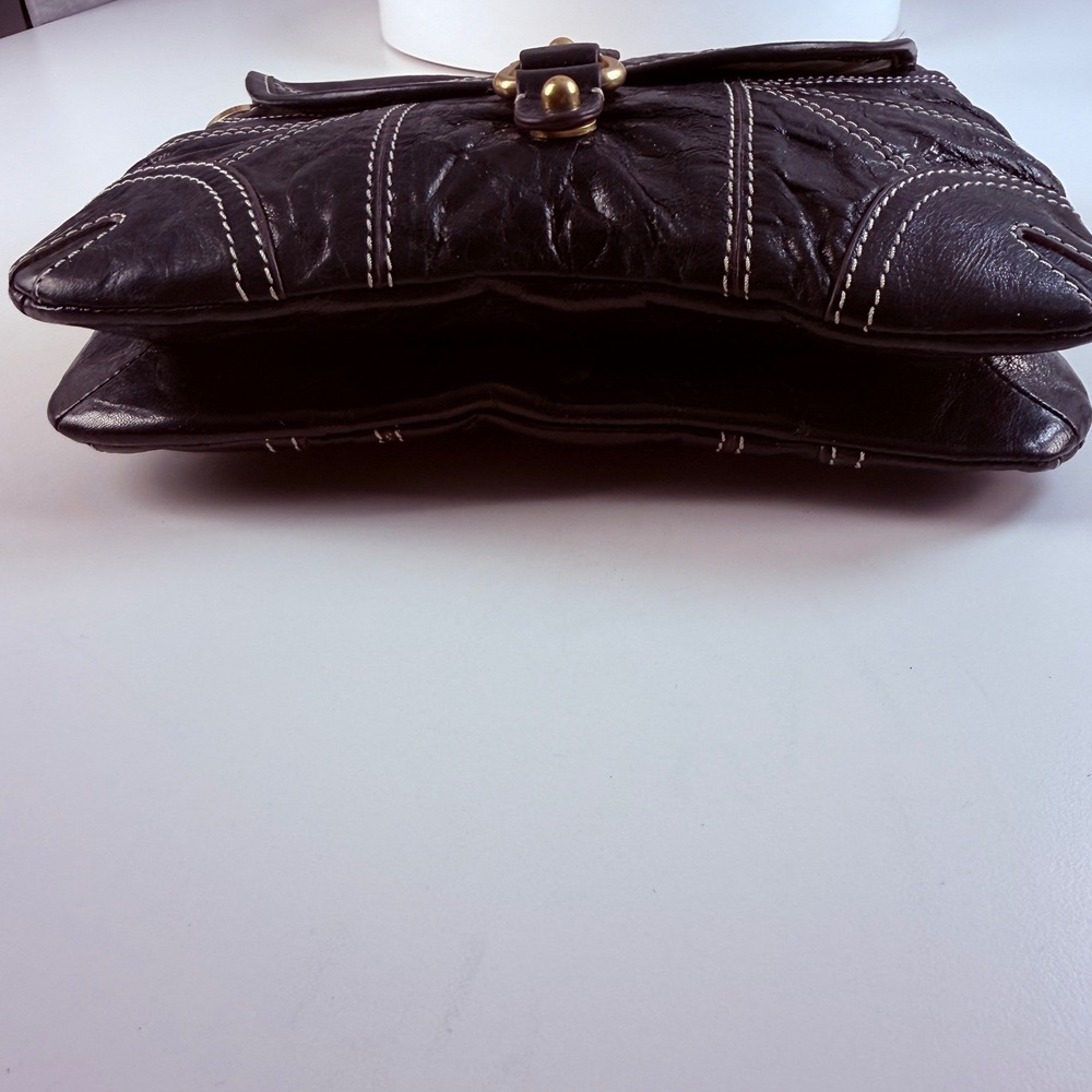 Tracy Reese‎ Black Leather Gold Chain Shoulder Bag Y2K - Picture 8 of 14